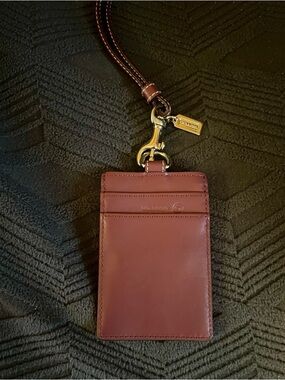 Coach Mauve  Leather ID Lanyard Card Holder with Clear Window